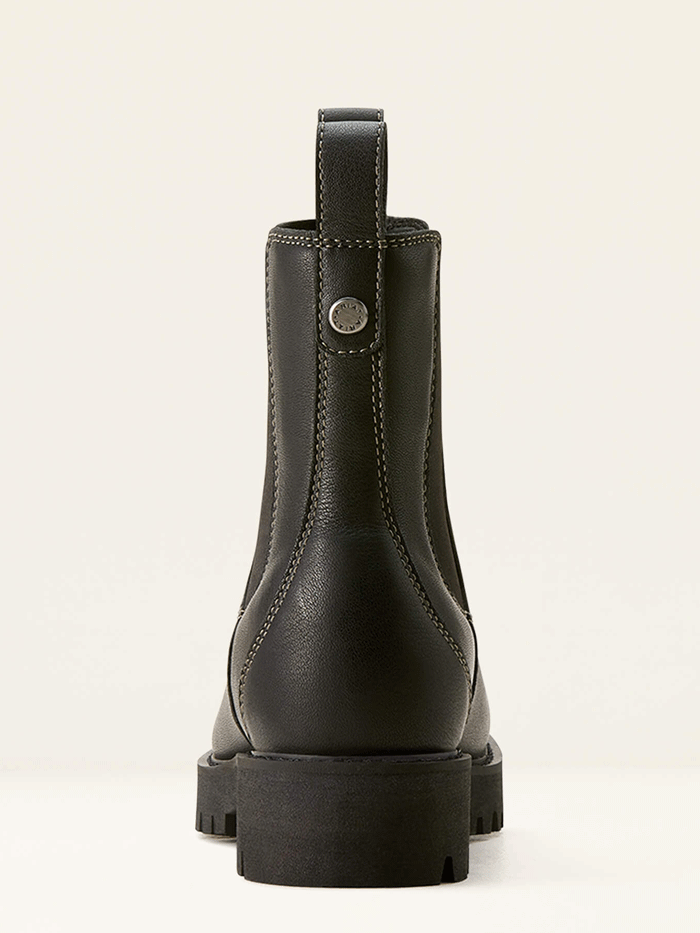 Ariat 10053771 Womens Wexford Lug Mid Waterproof Chelsea Boot Jet Black front and side view. If you need any assistance with this item or the purchase of this item please call us at five six one seven four eight eight eight zero one Monday through Saturday 10:00a.m EST to 8:00 p.m EST