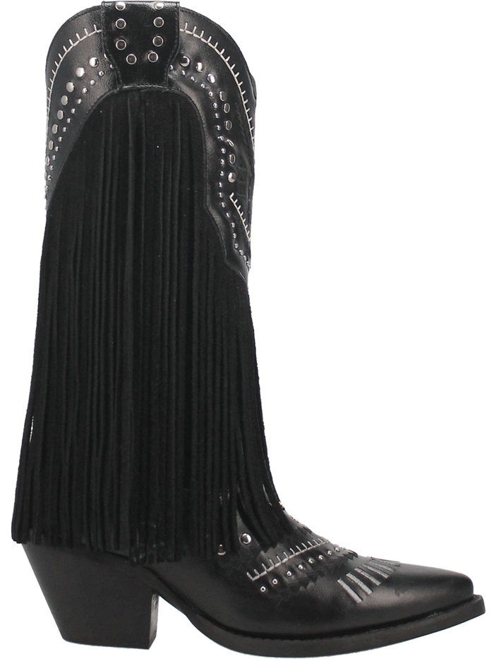 Dingo DI737 Womens Gypsy Leather Boot Black front and side view. If you need any assistance with this item or the purchase of this item please call us at five six one seven four eight eight eight zero one Monday through Saturday 10:00a.m EST to 8:00 p.m EST