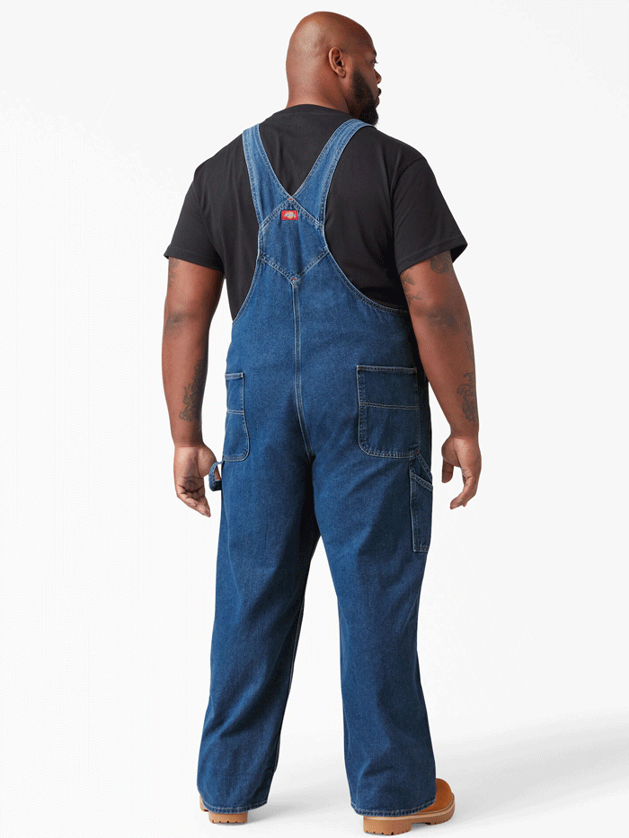 Dickies 8396SNB Mens Bib Overall Indigo Stone Washed front view regular. If you need any assistance with this item or the purchase of this item please call us at five six one seven four eight eight eight zero one Monday through Saturday 10:00a.m EST to 8:00 p.m EST