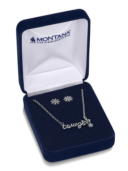 Montana Silversmiths CSTJS5841 Womens For the Cowgirls Jewelry Set Silver in box. If you need any assistance with this item or the purchase of this item please call us at five six one seven four eight eight eight zero one Monday through Saturday 10:00a.m EST to 8:00 p.m EST