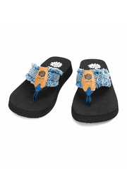 Yellow Box 52352 Womens Foseta Flip Flop Sandals Denim front view. If you need any assistance with this item or the purchase of this item please call us at five six one seven four eight eight eight zero one Monday through Saturday 10:00a.m EST to 8:00 p.m EST