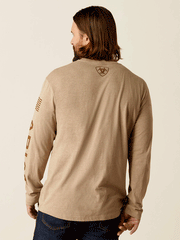 Ariat 10054191 Mens Elevated V2 T-Shirt Oatmeal Heather back view. If you need any assistance with this item or the purchase of this item please call us at five six one seven four eight eight eight zero one Monday through Saturday 10:00a.m EST to 8:00 p.m EST