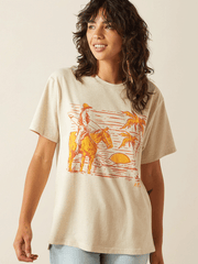 Ariat 10058716 Womens Western Surfer T-Shirt Oatmeal Heather front view. If you need any assistance with this item or the purchase of this item please call us at five six one seven four eight eight eight zero one Monday through Saturday 10:00a.m EST to 8:00 p.m EST

