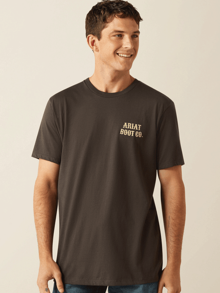 Ariat 10058894 Mens Cowboy Cocky T-Shirt Charcoal front view. If you need any assistance with this item or the purchase of this item please call us at five six one seven four eight eight eight zero one Monday through Saturday 10:00a.m EST to 8:00 p.m EST