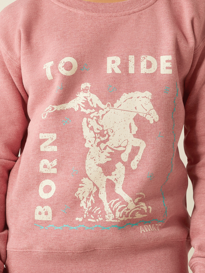 Ariat 10054594 Junior Rider Sweatshirt Rose Wine Heather front view. If you need any assistance with this item or the purchase of this item please call us at five six one seven four eight eight eight zero one Monday through Saturday 10:00a.m EST to 8:00 p.m EST