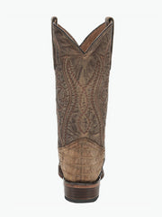 Circle G L8108 Mens Embroidery Round Toe Caiman Boot Brown back view. If you need any assistance with this item or the purchase of this item please call us at five six one seven four eight eight eight zero one Monday through Saturday 10:00a.m EST to 8:00 p.m EST
