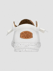 Hey Dude 40296-100 Mens Wally Washed Canvas Shoe White back view. If you need any assistance with this item or the purchase of this item please call us at five six one seven four eight eight eight zero one Monday through Saturday 10:00a.m EST to 8:00 p.m EST