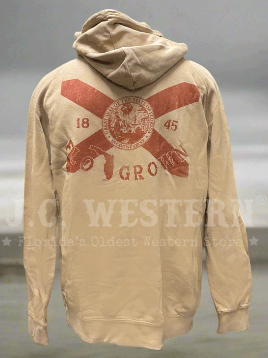 FloGrown FGM-598 Mens Vintage Hoodie Tan back. If you need any assistance with this item or the purchase of this item please call us at five six one seven four eight eight eight zero one Monday through Saturday 10:00a.m EST to 8:00 p.m EST