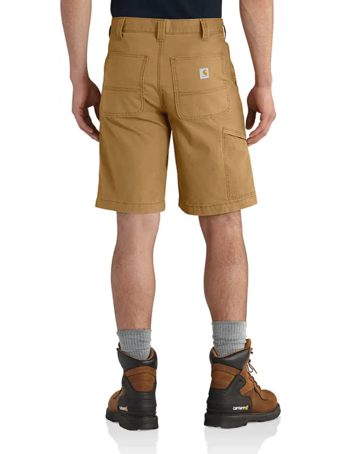 Carhartt 102514-232 Mens Rugged Flex Relaxed Fit Canvas Work Short Tan front view. If you need any assistance with this item or the purchase of this item please call us at five six one seven four eight eight eight zero one Monday through Saturday 10:00a.m EST to 8:00 p.m EST
