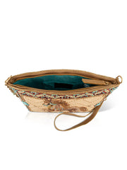 Mary Frances BAG S002-764 FREE REIN Crossbody Handbag Natural inside view. If you need any assistance with this item or the purchase of this item please call us at five six one seven four eight eight eight zero one Monday through Saturday 10:00a.m EST to 8:00 p.m EST