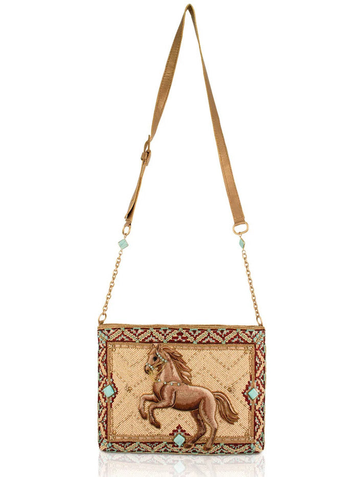 Mary Frances BAG S002-764 FREE REIN Crossbody Handbag Natural front view. If you need any assistance with this item or the purchase of this item please call us at five six one seven four eight eight eight zero one Monday through Saturday 10:00a.m EST to 8:00 p.m EST
