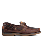 Sperry 0764027 Mens Mako Canoe Moc Boat Shoe Amaretto outter side view. If you need any assistance with this item or the purchase of this item please call us at five six one seven four eight eight eight zero one Monday through Saturday 10:00a.m EST to 8:00 p.m EST
