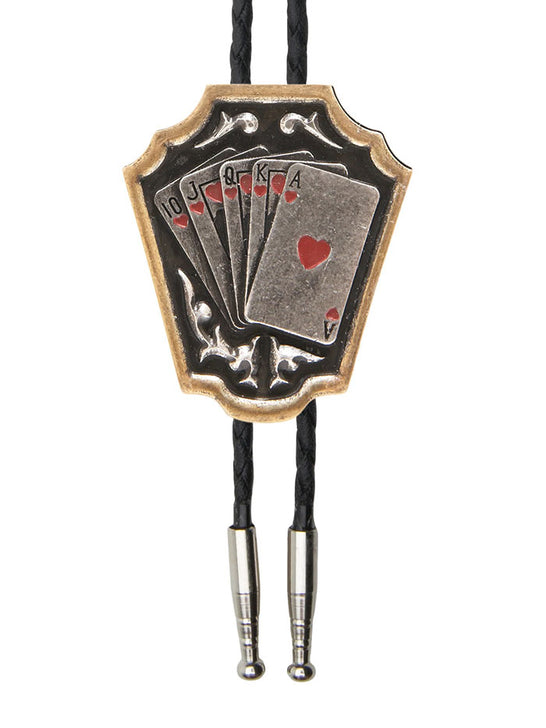 AndWest BOL139 Royal Flush Bolo Antique Gold And Silver front view. If you need any assistance with this item or the purchase of this item please call us at five six one seven four eight eight eight zero one Monday through Saturday 10:00a.m EST to 8:00 p.m EST