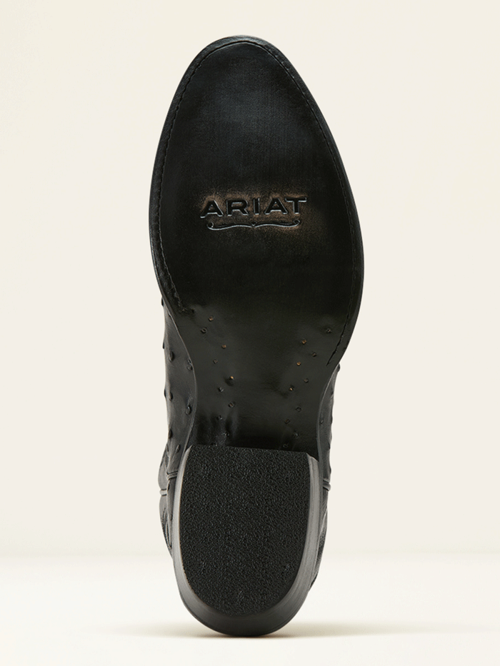 Ariat 10058160 Mens Vesper Full Quill Ostrich Cowboy Boot Black front and side view. If you need any assistance with this item or the purchase of this item please call us at five six one seven four eight eight eight zero one Monday through Saturday 10:00a.m EST to 8:00 p.m EST