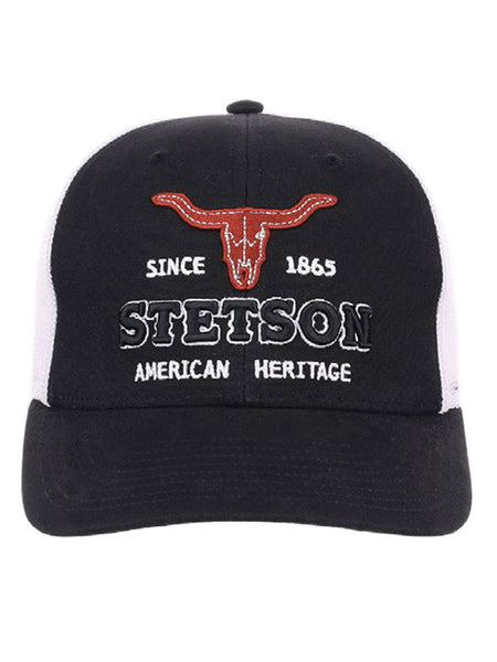 Stetson 07-077-0102-0109 Steerhead American Heritage Cap Black front view. If you need any assistance with this item or the purchase of this item please call us at five six one seven four eight eight eight zero one Monday through Saturday 10:00a.m EST to 8:00 p.m EST