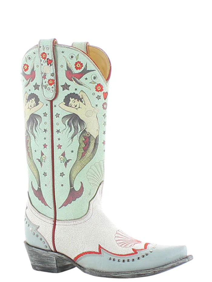 Old Gringo L4073-2 Womens CORALINE Leather Boot Taupe Teal side view pair. If you need any assistance with this item or the purchase of this item please call us at five six one seven four eight eight eight zero one Monday through Saturday 10:00a.m EST to 8:00 p.m EST
