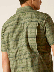 Ariat 10049019 Mens VentTEK Outbound Fitted Shirt Four Leaf Clover back view close up. If you need any assistance with this item or the purchase of this item please call us at five six one seven four eight eight eight zero one Monday through Saturday 10:00a.m EST to 8:00 p.m EST