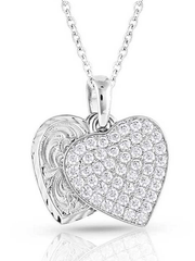 Montana Silversmiths NC5163 Womens Country Charm Crystal Love Necklace Silver front view. If you need any assistance with this item or the purchase of this item please call us at five six one seven four eight eight eight zero one Monday through Saturday 10:00a.m EST to 8:00 p.m EST