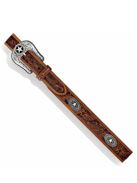 Justin C12424 Mens 5 Star Tooled Leather Belt Brown alternative view. If you need any assistance with this item or the purchase of this item please call us at five six one seven four eight eight eight zero one Monday through Saturday 10:00a.m EST to 8:00 p.m EST