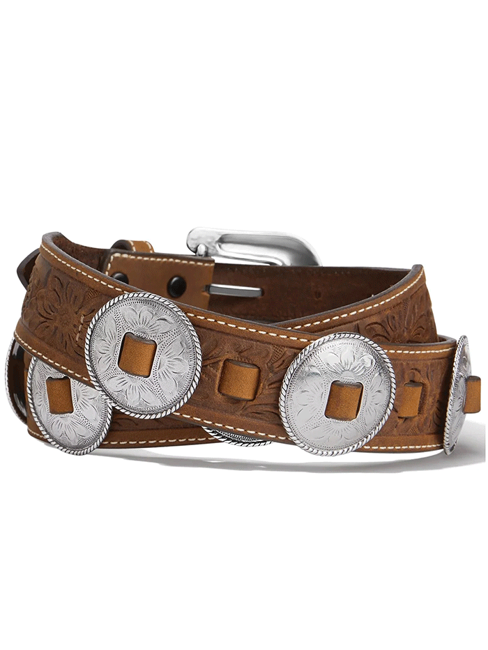 Tony Lama C51309 Womens Sedona Concho Leather Belt Brown front view. If you need any assistance with this item or the purchase of this item please call us at five six one seven four eight eight eight zero one Monday through Saturday 10:00a.m EST to 8:00 p.m EST