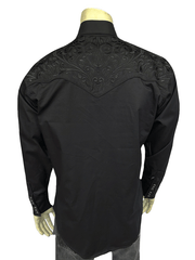 Rockmount 6859-BLK Mens Vintage Tooling Embroidered Western Shirt Black back view. If you need any assistance with this item or the purchase of this item please call us at five six one seven four eight eight eight zero one Monday through Saturday 10:00a.m EST to 8:00 p.m EST


