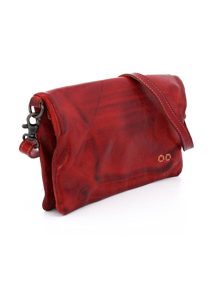 Bed Stu A621040-RDRS-X Womens Cadence 3 In 1 Handbag Red Rustic front view on model. If you need any assistance with this item or the purchase of this item please call us at five six one seven four eight eight eight zero one Monday through Saturday 10:00a.m EST to 8:00 p.m EST
