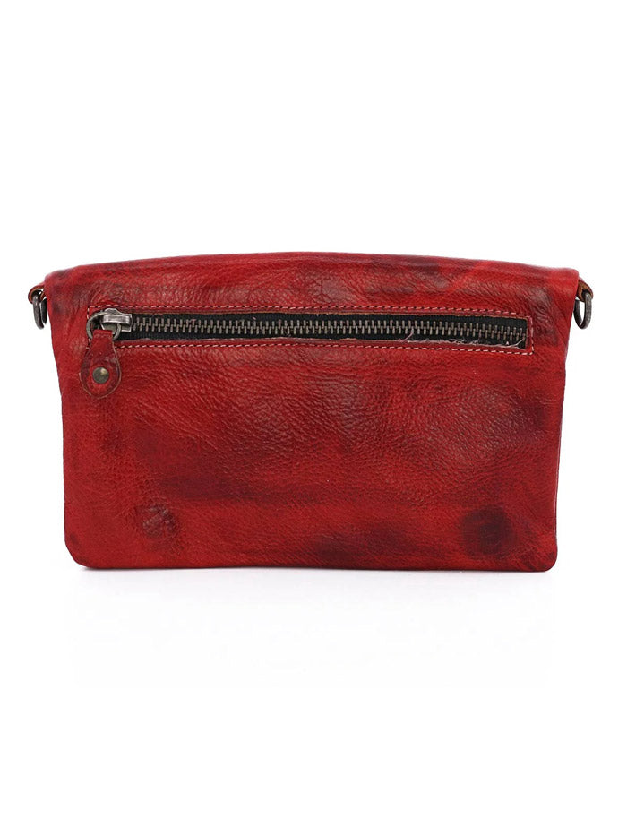 Bed Stu A621040-RDRS-X Womens Cadence 3 In 1 Handbag Red Rustic front view on model. If you need any assistance with this item or the purchase of this item please call us at five six one seven four eight eight eight zero one Monday through Saturday 10:00a.m EST to 8:00 p.m EST
