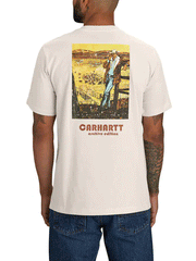 Carhartt 106146-W03 Mens Relaxed Fit Farm Graphic Short Sleeve T-Shirt Malt back view. If you need any assistance with this item or the purchase of this item please call us at five six one seven four eight eight eight zero one Monday through Saturday 10:00a.m EST to 8:00 p.m EST