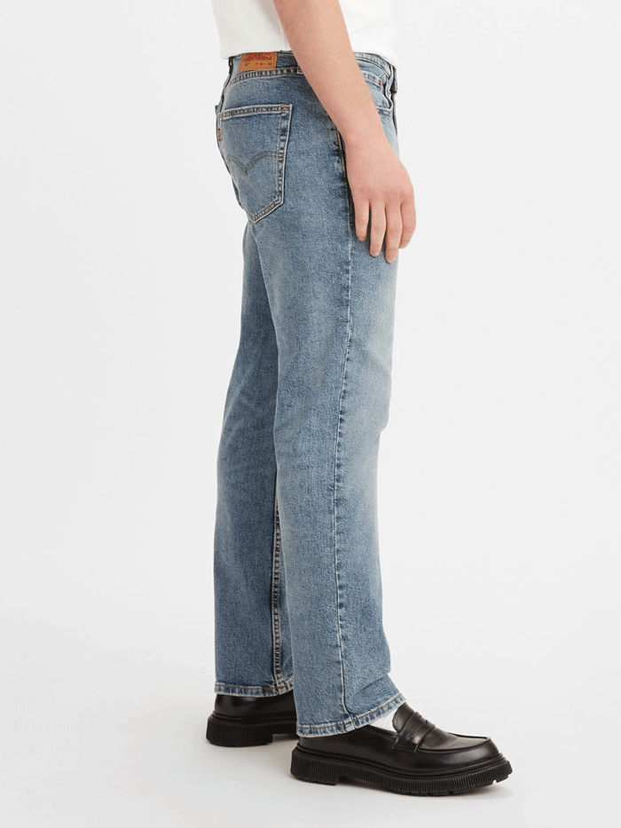 Levis 005141493 Mens 514 Straight Fit Jeans Walter Medium Wash front view. If you need any assistance with this item or the purchase of this item please call us at five six one seven four eight eight eight zero one Monday through Saturday 10:00a.m EST to 8:00 p.m EST