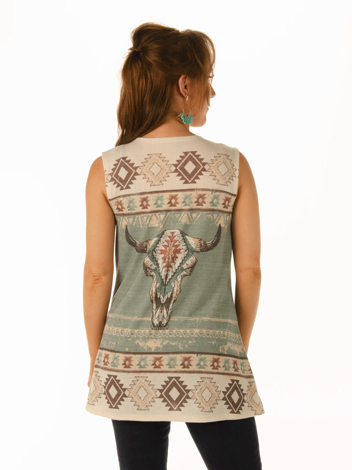 Liberty Wear 8378 Womens Geometric Steer Vest Multicolor front view. If you need any assistance with this item or the purchase of this item please call us at five six one seven four eight eight eight zero one Monday through Saturday 10:00a.m EST to 8:00 p.m EST