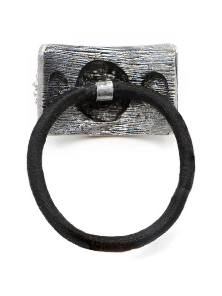 Cowgirl Confetti CCHRA13 Layla Hair Tie Silver And Turquoise back view. If you need any assistance with this item or the purchase of this item please call us at five six one seven four eight eight eight zero one Monday through Saturday 10:00a.m EST to 8:00 p.m EST