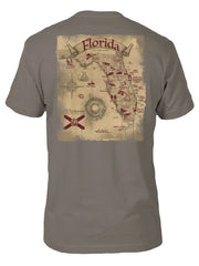 FloGrown FGM-1808 Mens Florida Treasures Tee Grey back view. If you need any assistance with this item or the purchase of this item please call us at five six one seven four eight eight eight zero one Monday through Saturday 10:00a.m EST to 8:00 p.m EST