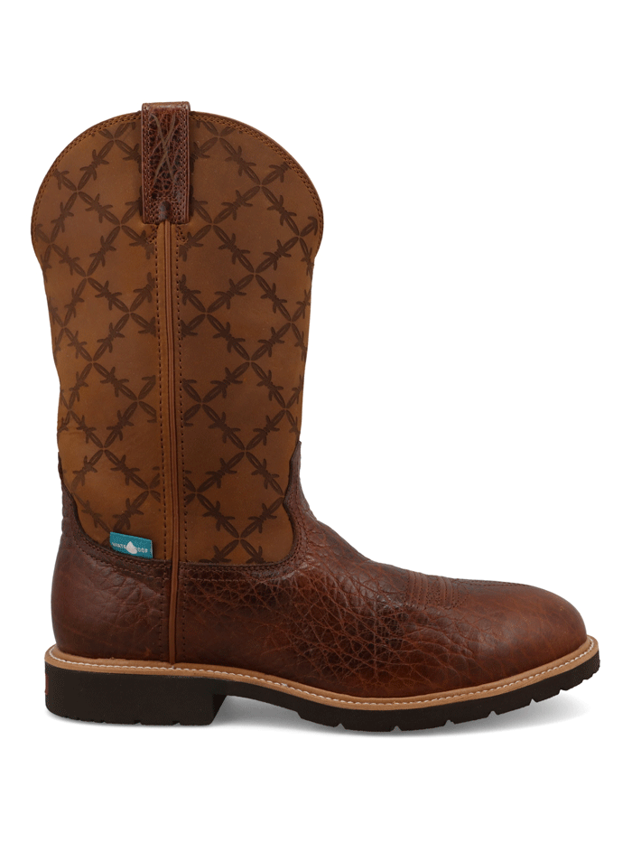 Twisted X MXBNW09 Mens Round Nano Toe Western Work Boot Brown front and side view. If you need any assistance with this item or the purchase of this item please call us at five six one seven four eight eight eight zero one Monday through Saturday 10:00a.m EST to 8:00 p.m EST