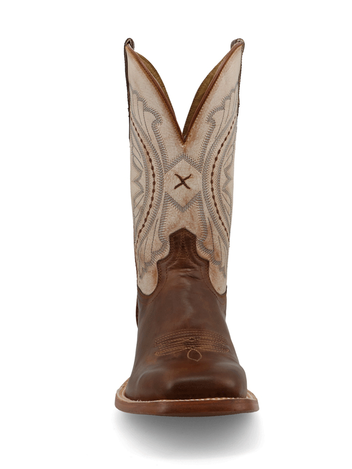 Twisted X MRAL039 Mens Rancher Square Toe Boot Sand And Tobacco Brown front and side view. If you need any assistance with this item or the purchase of this item please call us at five six one seven four eight eight eight zero one Monday through Saturday 10:00a.m EST to 8:00 p.m EST