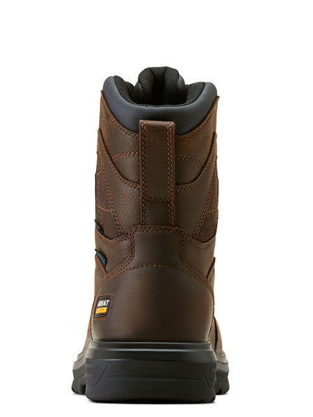 Ariat 10050823 Mens Turbo 8 H2O Carbon Toe Waterproof Boot Rich Brown back view. If you need any assistance with this item or the purchase of this item please call us at five six one seven four eight eight eight zero one Monday through Saturday 10:00a.m EST to 8:00 p.m EST