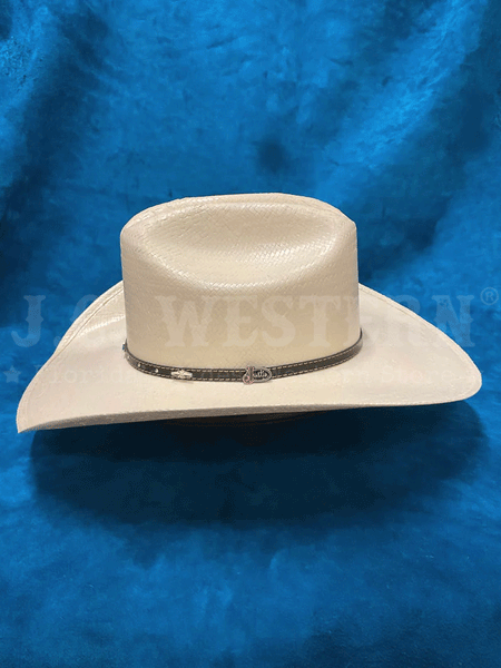 Justin JS1156BKHJ4004Y Kids Black Hills Jr Straw Hat Ivory side view. If you need any assistance with this item or the purchase of this item please call us at five six one seven four eight eight eight zero one Monday through Saturday 10:00a.m EST to 8:00 p.m EST