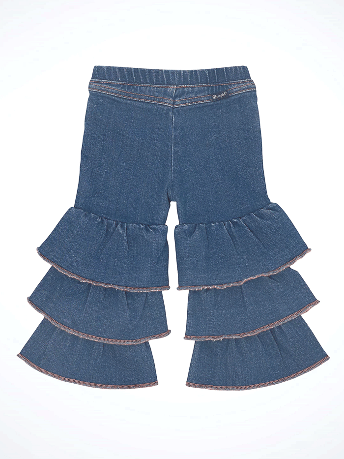 Wrangler 112361661 Little Girls Tiered Flare Jean Morgan Denim front view. If you need any assistance with this item or the purchase of this item please call us at five six one seven four eight eight eight zero one Monday through Saturday 10:00a.m EST to 8:00 p.m EST