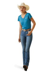 Ariat 10043432 Womens Laguna Logo Top Peacock Blue front view. If you need any assistance with this item or the purchase of this item please call us at five six one seven four eight eight eight zero one Monday through Saturday 10:00a.m EST to 8:00 p.m EST