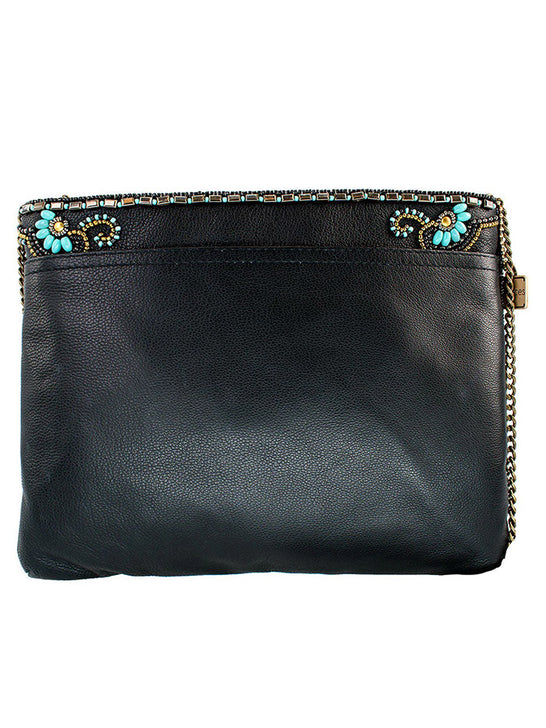 Mary Frances BAG S002-515 COWGIRL Crossbody Handbag Turquoise back view. If you need any assistance with this item or the purchase of this item please call us at five six one seven four eight eight eight zero one Monday through Saturday 10:00a.m EST to 8:00 p.m EST 