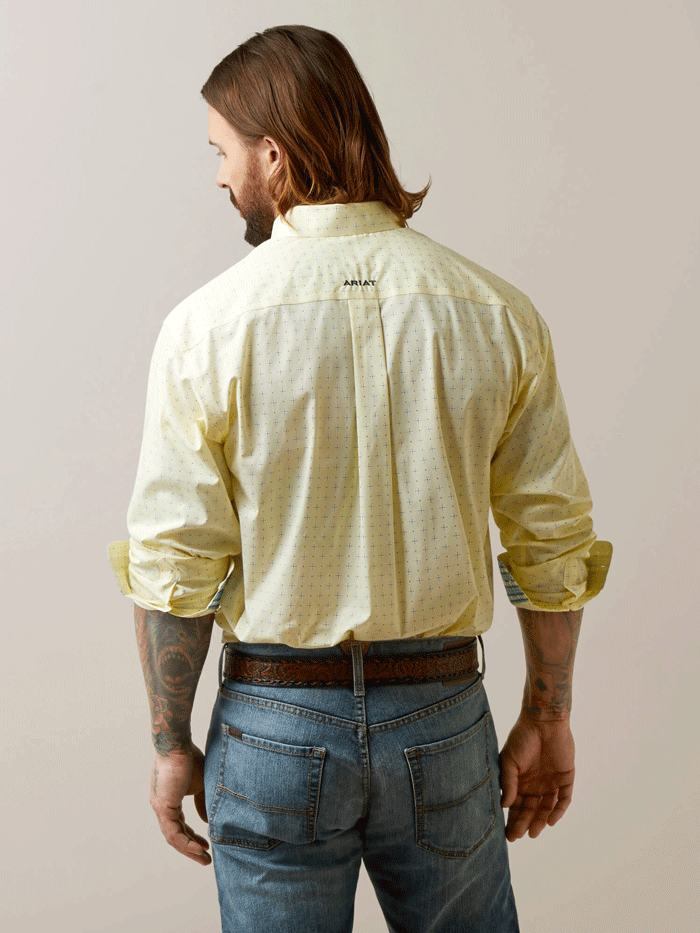 Ariat 10044902 Mens Wrinkle Free Cade Classic Fit Shirt Yellow front view. If you need any assistance with this item or the purchase of this item please call us at five six one seven four eight eight eight zero one Monday through Saturday 10:00a.m EST to 8:00 p.m EST