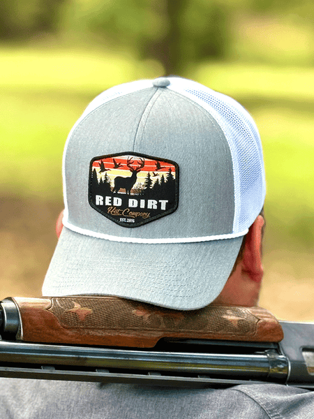 Red Dirt RDHC-480 OPEN SEASON Trucker Cap White Grey on model.If you need any assistance with this item or the purchase of this item please call us at five six one seven four eight eight eight zero one Monday through Saturday 10:00a.m EST to 8:00 p.m EST