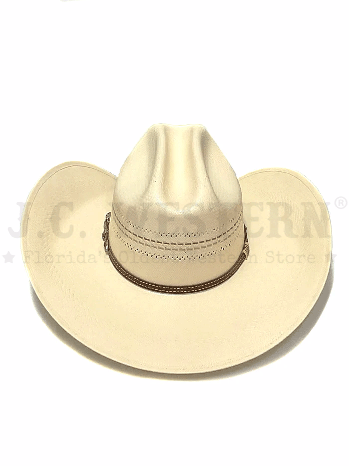 Larry Mahan MS3N42MISX44 Mens 10X MISSION Straw Hat Ivory front-side view. If you need any assistance with this item or the purchase of this item please call us at five six one seven four eight eight eight zero one Monday through Saturday 10:00a.m EST to 8:00 p.m EST