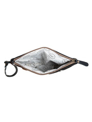 Myra Bag S-8426 Womens Tyler Ridge Hairon Hide Pouch Black inside view. If you need any assistance with this item or the purchase of this item please call us at five six one seven four eight eight eight zero one Monday through Saturday 10:00a.m EST to 8:00 p.m EST