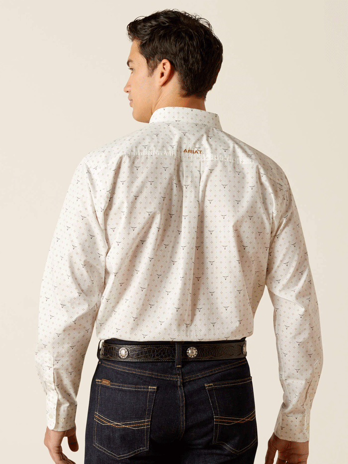 Ariat 10051262 Mens Edmond Classic Fit Shirt White front view. If you need any assistance with this item or the purchase of this item please call us at five six one seven four eight eight eight zero one Monday through Saturday 10:00a.m EST to 8:00 p.m EST