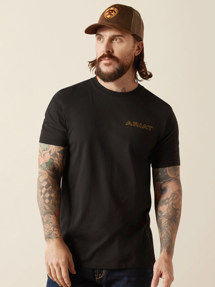 Ariat 10053994 Mens Western Wear T-Shirt Black back view. If you need any assistance with this item or the purchase of this item please call us at five six one seven four eight eight eight zero one Monday through Saturday 10:00a.m EST to 8:00 p.m EST

