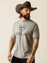 Ariat 10054178 Mens Liberty USA Digi Camo T-Shirt Stone Heather front view. If you need any assistance with this item or the purchase of this item please call us at five six one seven four eight eight eight zero one Monday through Saturday 10:00a.m EST to 8:00 p.m EST