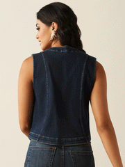 Ariat 10053553 Womens Tailored Denim Vest Midnight Navy back. If you need any assistance with this item or the purchase of this item please call us at five six one seven four eight eight eight zero one Monday through Saturday 10:00a.m EST to 8:00 p.m EST