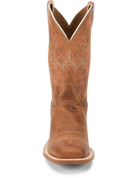 Justin BR735 Mens AUSTIN Western Boot Distressed Cognac front view. If you need any assistance with this item or the purchase of this item please call us at five six one seven four eight eight eight zero one Monday through Saturday 10:00a.m EST to 8:00 p.m EST