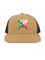 Hooey 2118T-TNBK BOQUILLAS High Profile Snapback Trucker Hat Black And Tan front view. If you need any assistance with this item or the purchase of this item please call us at five six one seven four eight eight eight zero one Monday through Saturday 10:00a.m EST to 8:00 p.m EST