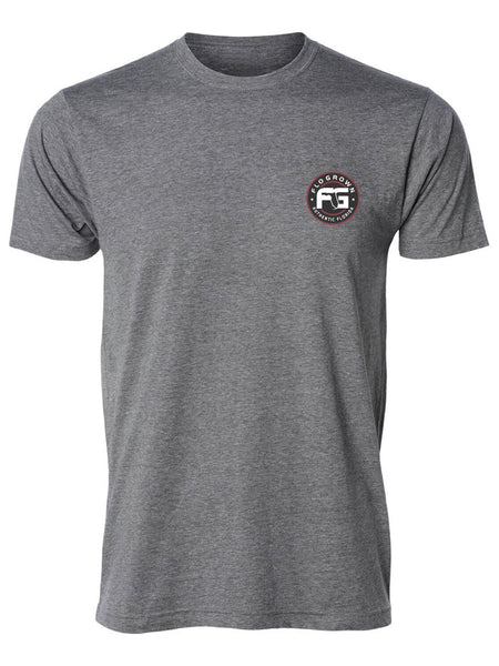 FloGrown FGM-1848 Mens Short Sleeve Proudly Protecting Homeland Tee Grey front view. If you need any assistance with this item or the purchase of this item please call us at five six one seven four eight eight eight zero one Monday through Saturday 10:00a.m EST to 8:00 p.m EST